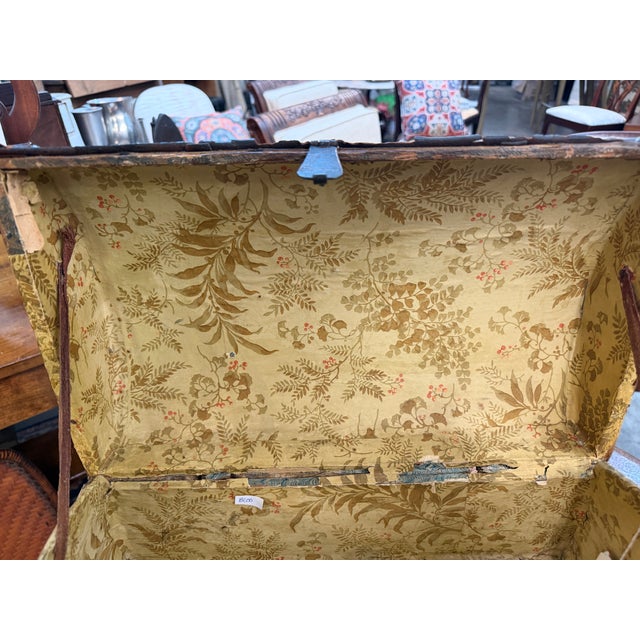 19th-Century Antique Brass-Studded Leather Document Box Trunk For Sale In Atlanta - Image 6 of 7