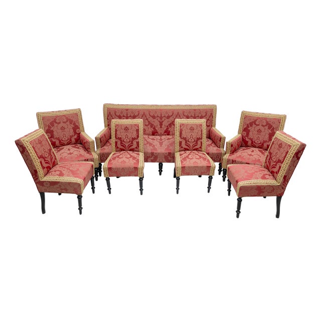 Vintage Living Room Set, 1870, Set of 7 For Sale