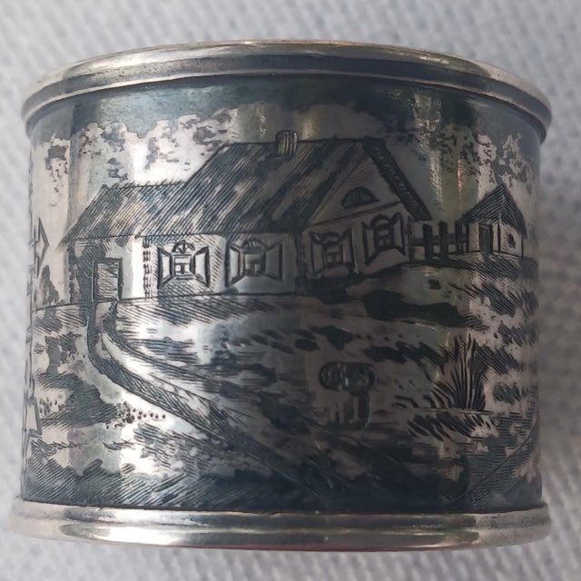 Metal 19th C. Imperial 84 Silver & Niello Napkin Ring, Gustav Nykanen For Sale - Image 7 of 10