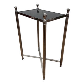 Vintage Directoire Style Nickel and Black Granite Side Table For Sale