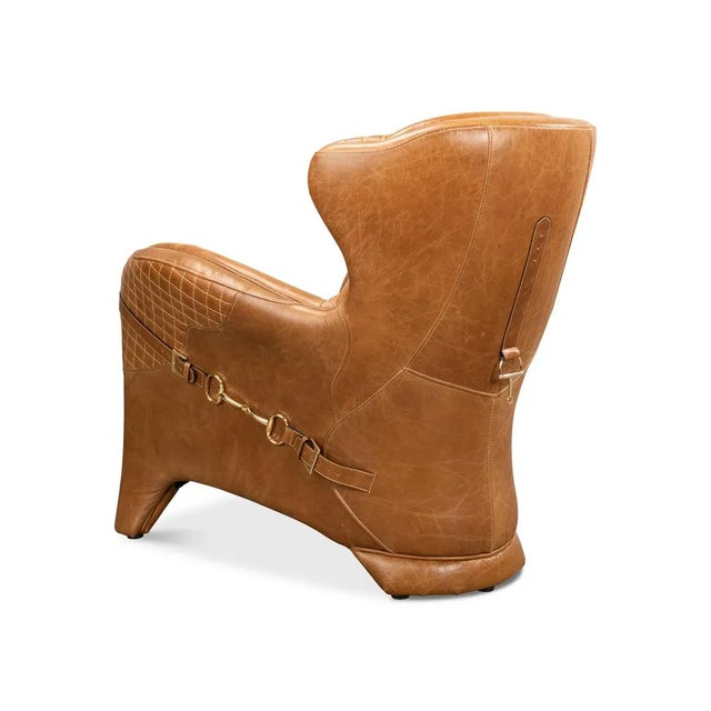 Modern Quilted Leather Armchair For Sale In Raleigh - Image 6 of 11