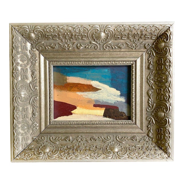 "Turquoise Water" 2026 Mini Painting by Jessalin Beutler With Vintage Frame For Sale