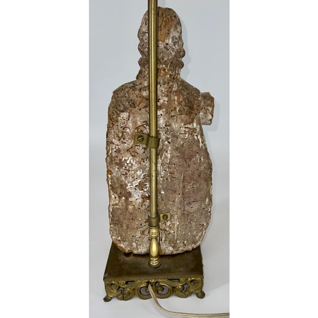 18th Century 18th Century European Polychrome Carving Figure Mounted as a Lamp For Sale - Image 5 of 11
