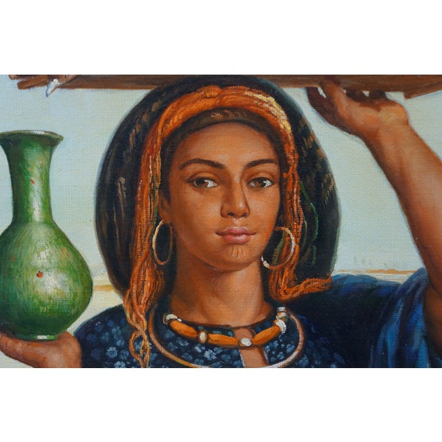 Late 20th Century Afterglow in Egypt Oil Painting After William Holman Hunt Canvas Framed 36" For Sale - Image 6 of 11
