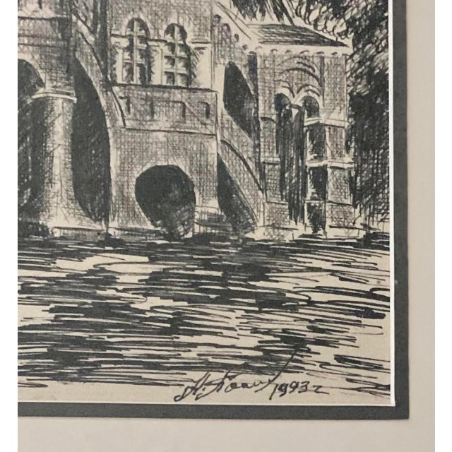 Wood 1993 Black and White Line Drawing of Saint Basil’s Cathedral, Signed For Sale - Image 7 of 10