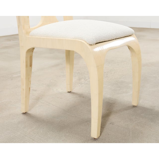 Enrique Garcel Colombian Tessellated Bone Chair With Bouclé For Sale - Image 12 of 18