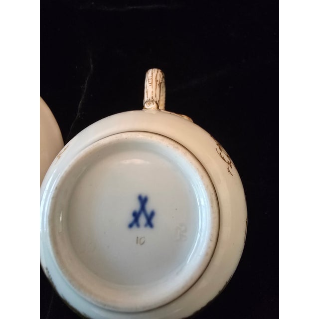 Vanilla Antique Meissen Porcelain Scenic Cup & Saucer For Sale - Image 8 of 11