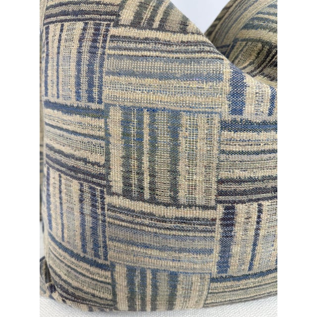 Custom pair of 22" pillows covered in Michael S. Smith "Asera" in color blue. These pillows are corded in Samuel & Sons...