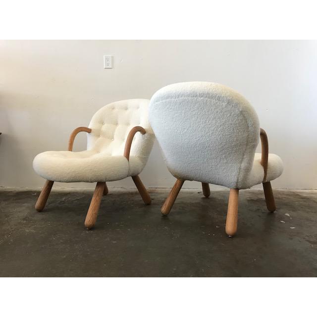 Philip Arctander Style "Clam" Armchairs Boucle Fabric For Sale In Los Angeles - Image 6 of 8