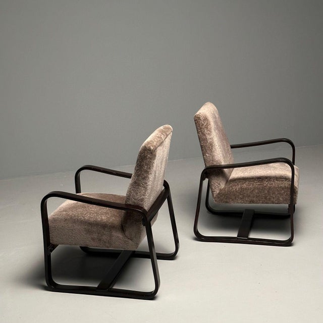 Giuseppi Pagano, Art Deco, Bentwood, Armchairs & Ottomans, Italy, 1940s For Sale - Image 10 of 14