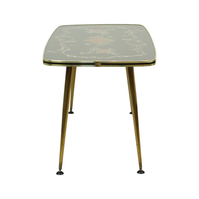 Vintage Rockabilly Glass Coffee Table with Conical Gold Legs, 1950s For Sale - Image 6 of 15