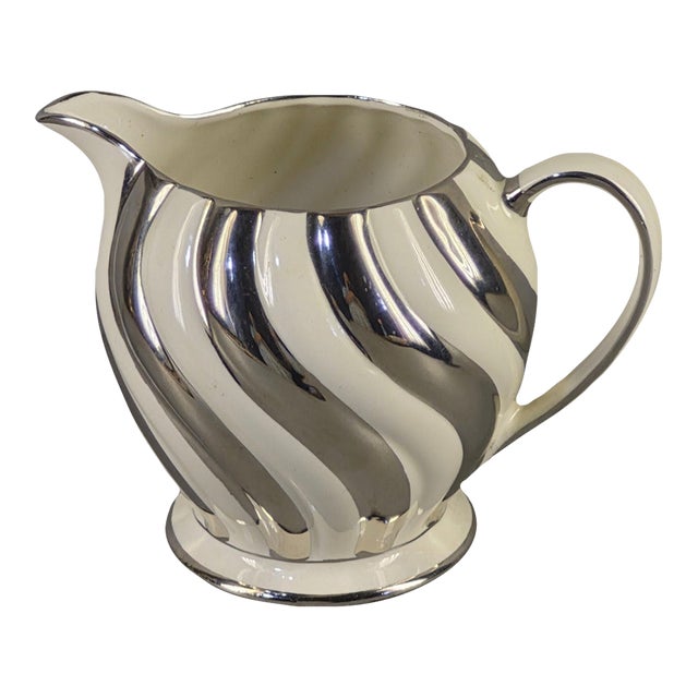 Vintage Sadler England Silver & Cream Swirl Porcelain Milk Pitcher For Sale