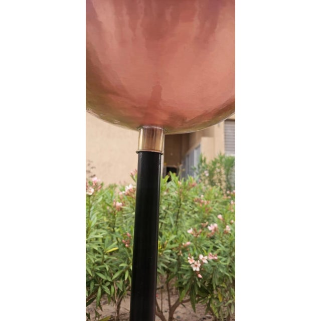 Hand-Hammered Copper Bird Bath With Stand – Handmade Moroccan Garden Decor For Sale - Image 4 of 6