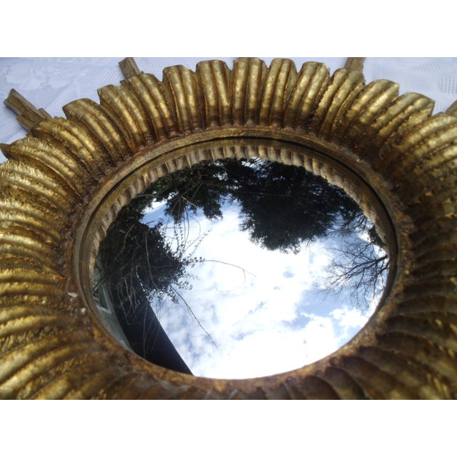 Antique Wooden Sun Mirror in Original Frame, 1890s For Sale - Image 13 of 15