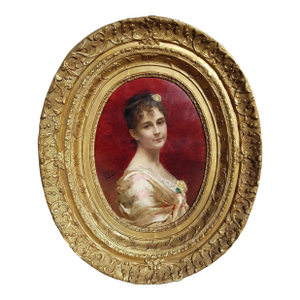 Chantron Alexandre-Jacques - Woman Portrait - Oil on Canvas, Framed - 1884