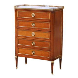 Early 20th Century French Louis XVI Marble Top Chiffonier by A. Mailfert For Sale