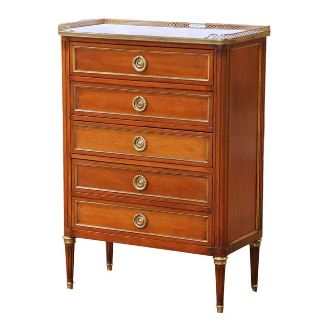 Early 20th Century French Louis XVI Marble Top Chiffonier by A. Mailfert For Sale