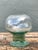 Vintage Green Pedestal Glass Vase For Sale - Image 9 of 12