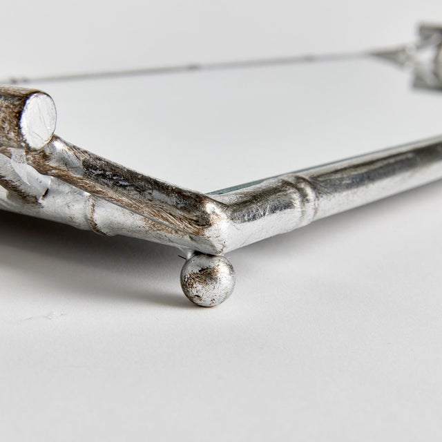 Chinoiserie Daphne Narrow Mirrored Tray With Handles For Sale - Image 3 of 4