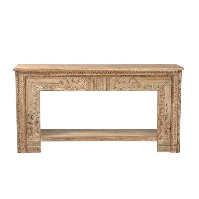 Farmhouse Console Table Constructed From Antique Indian Carved Elements and Reclaimed Wood For Sale - Image 3 of 4