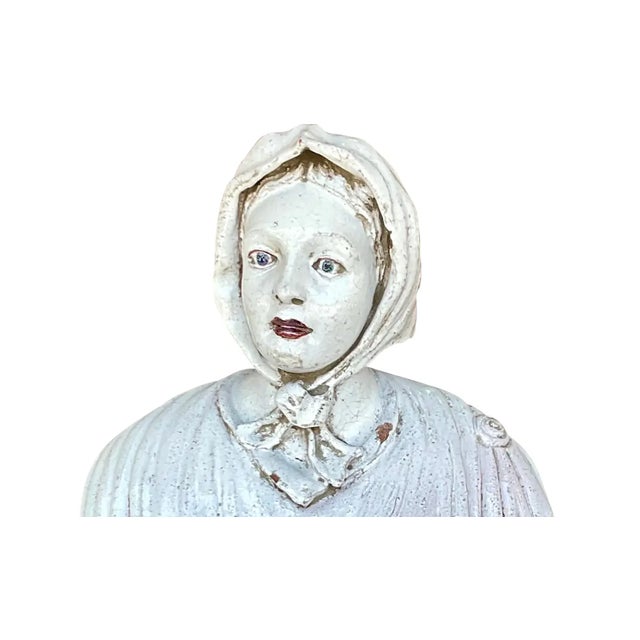 Vintage Boho Glazed Terra Cotta Bust of Female For Sale - Image 4 of 12