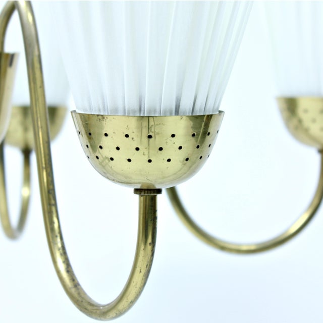 Swedish Modern Brass Chandelier from Bergboms, 1940s For Sale - Image 9 of 11