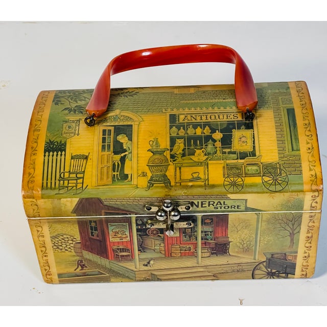 Plastic Antique Palm Beach Box Bag W Lucite Handle For Sale - Image 7 of 8