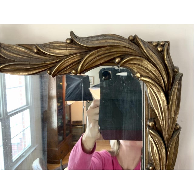 Vintage Rococò Style Gilt Wood Rectangular Wall Mirror For Sale - Image 4 of 9