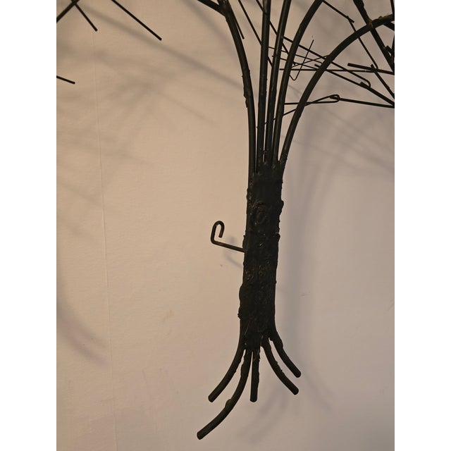 Black Mid Century Winter Trees With Birds Wall Sculpture C Jere For Sale - Image 8 of 17