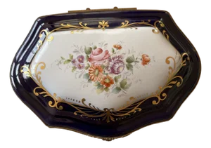 1970s Extra Large Limoges Hand Painted Jewelry and Trinket Box