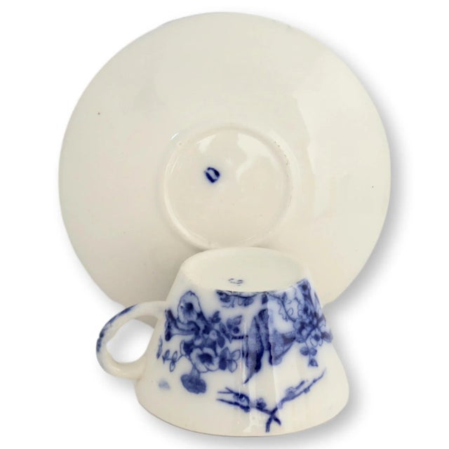 Late 19th Century Flow Blue "Bluebird" Cup & Saucer Set- 2 Pieces For Sale - Image 4 of 5