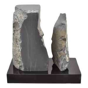 Naomi Feinberg "Fractured Planet" Gray Stone Abstract Modern Sculpture