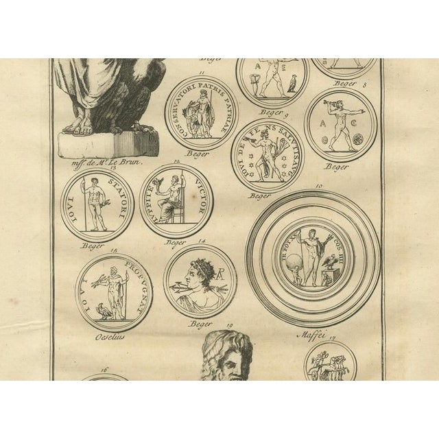 After Bernard de Montfaucon, Jupiter and Roman Coin Types, 1721, Engraving For Sale - Image 4 of 10