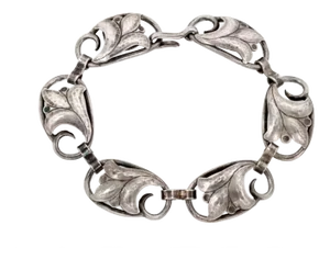 Georg Jensen Sterling Silver 6 Floral Link Bracelet
