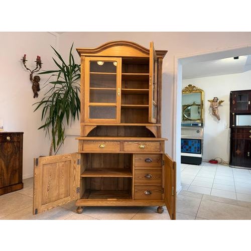 Antique Art Nouveau Kitchen Cabinet in Spruce, 1920s For Sale - Image 3 of 15