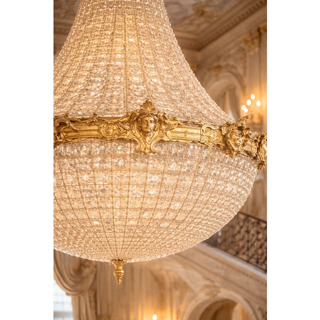 1970s French Louis XVI Gold Bronze Crystal Chandelier For Sale - Image 6 of 9