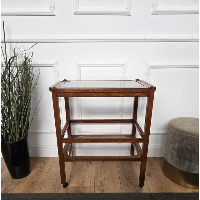 Wood Mid-Century Art Deco Italian Liquor Cart, 1950s For Sale - Image 7 of 10