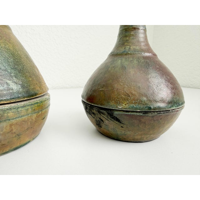 Vintage Raku Fired Lidded Vessels - A Pair For Sale In Sacramento - Image 6 of 10