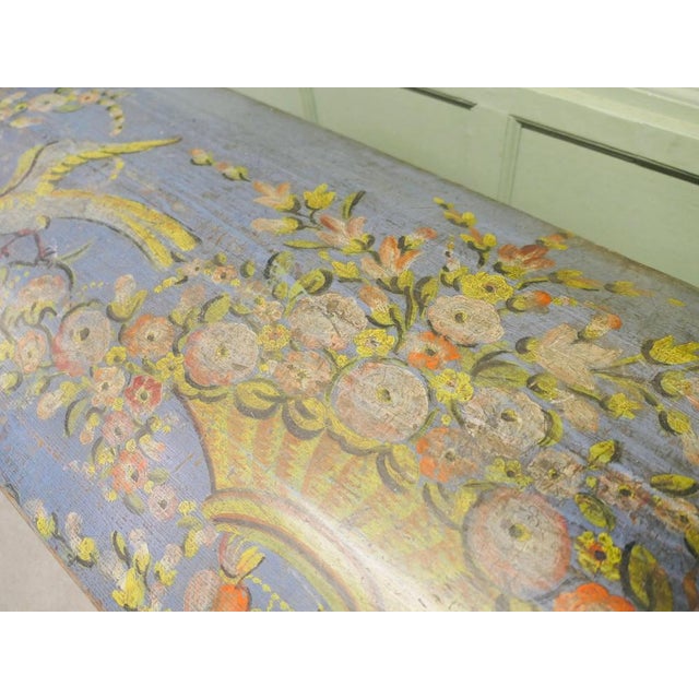 Blue Large Italian Hand-Painted Cassone or Marriage Chest, 1850s For Sale - Image 8 of 9