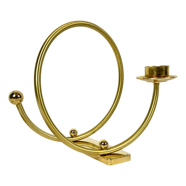 German Postmodern Brass Candleholder, 1980s For Sale