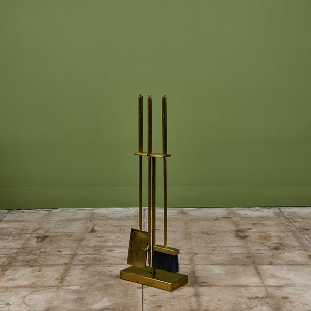 Mid 20th Century Brass Fireplace Tool Set For Sale - Image 5 of 17