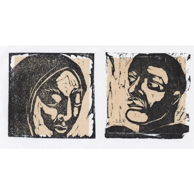 Portraiture Double Portrait Woodblock Print For Sale - Image 3 of 3