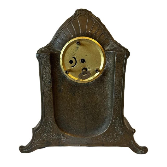 Antique Edwardian Circa 1910 Precista Cast Metal Putti Cherubs Mantle Clock - England For Sale - Image 6 of 7