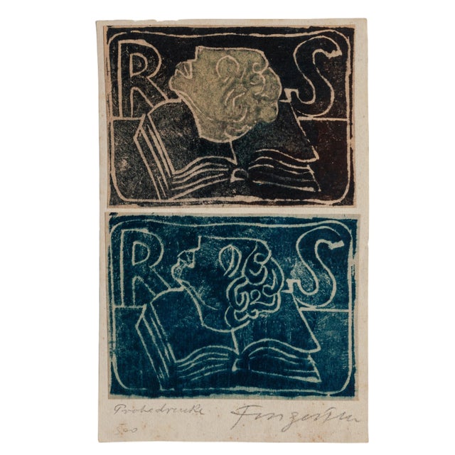 Michel Fingesten, Ex Libris, Original Woodcut, Early 1900s For Sale