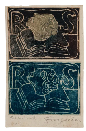 Michel Fingesten, Ex Libris, Original Woodcut, Early 1900s