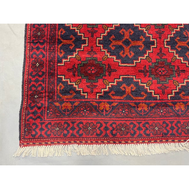 Red & Navy Geometric Medallion Tribal Runner Rug, 2'6" X 9'8" For Sale - Image 14 of 16