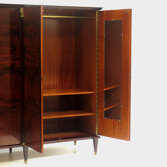 1920s Large Vintage Art Deco Wardrobe in Flame Mahogany, 1920s For Sale - Image 5 of 8