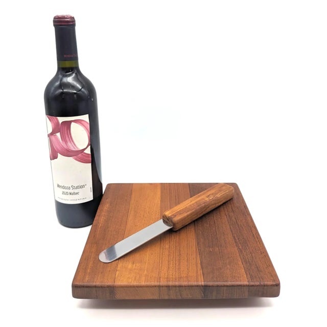 Chestnut 1970s Dansk Teak Wood Herb Chopping Board With Knife For Sale - Image 8 of 11