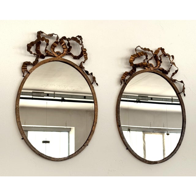 Mid-Century Modern Italian Wrought Iron Wall Mirrors, 1950s, Set of 2 For Sale - Image 6 of 18