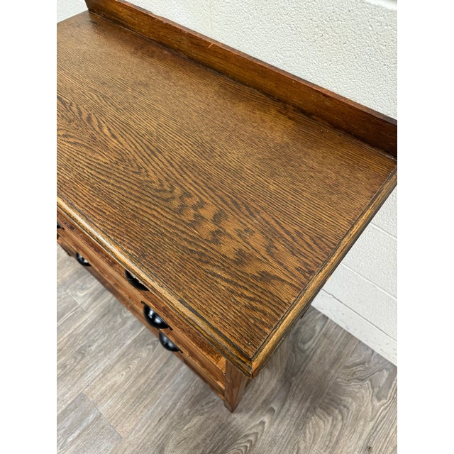 Antique Arts and Crafts Mission Style Oak Dresser Chest of Drawers For Sale - Image 9 of 15